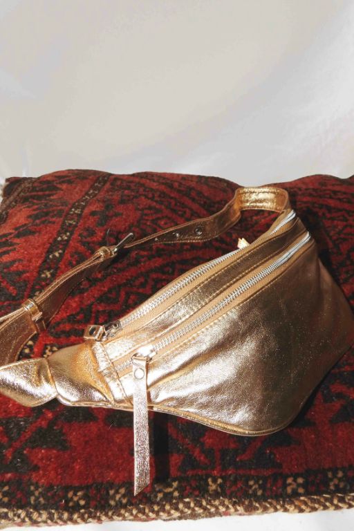 GOLD LEATHER BELT BAG