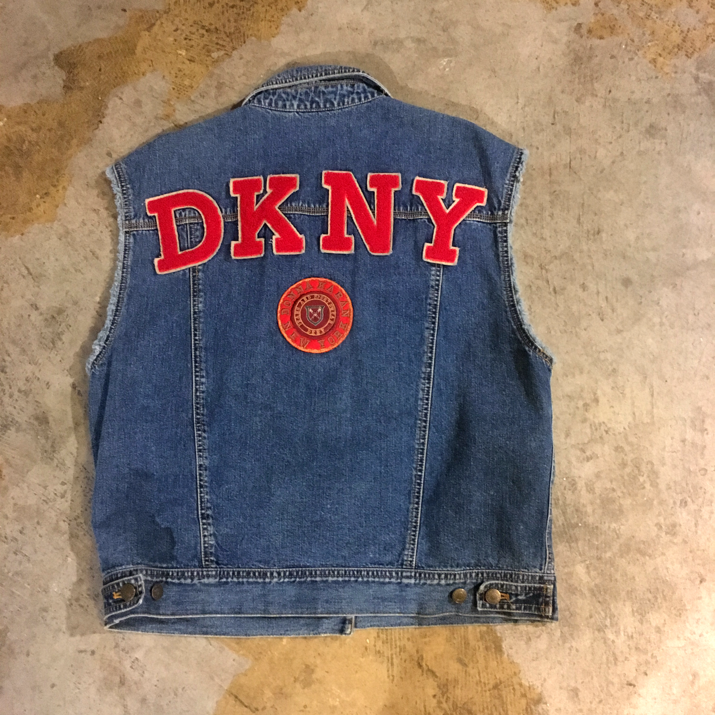 Vintage DKNY badged up denim vest
