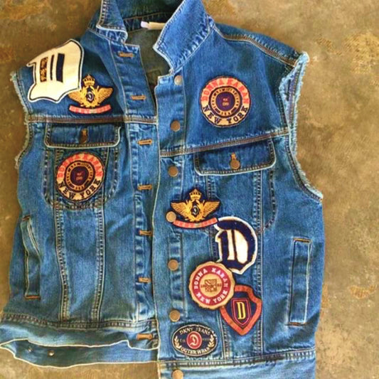 Vintage DKNY badged up denim vest