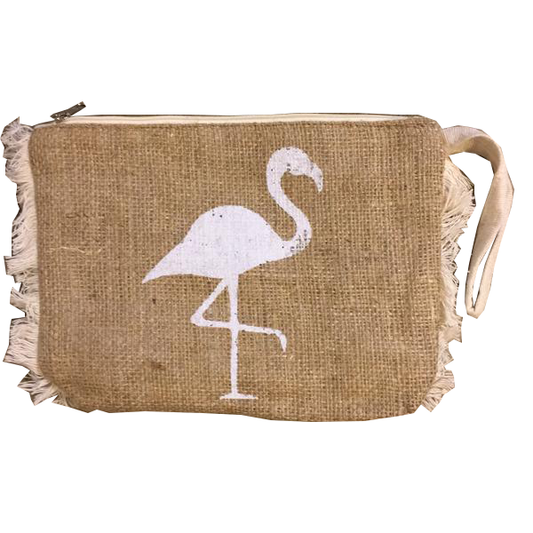 Pixie hessian tassel clutch