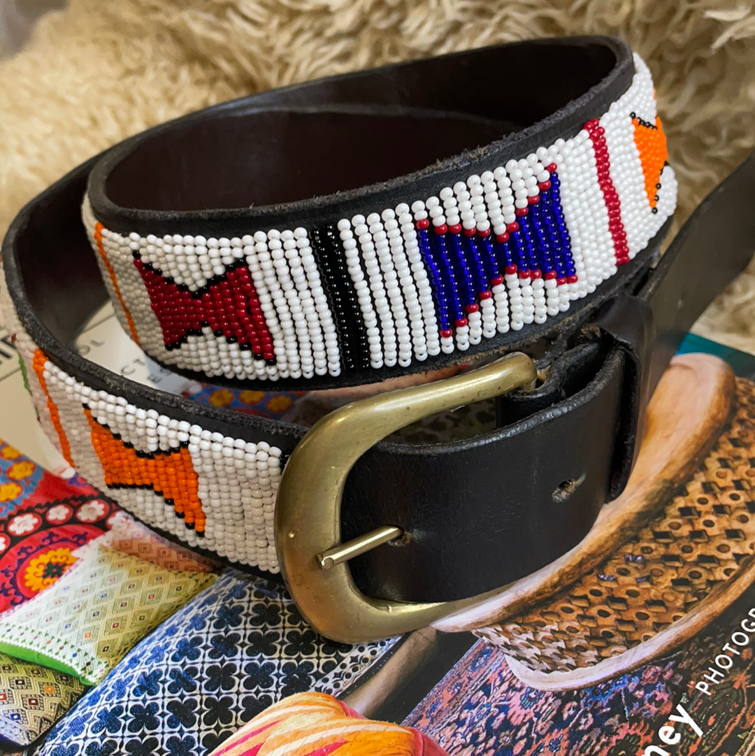 Leather Beaded Boho Belt