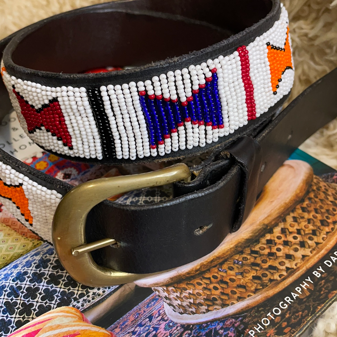 Leather Beaded Boho Belt
