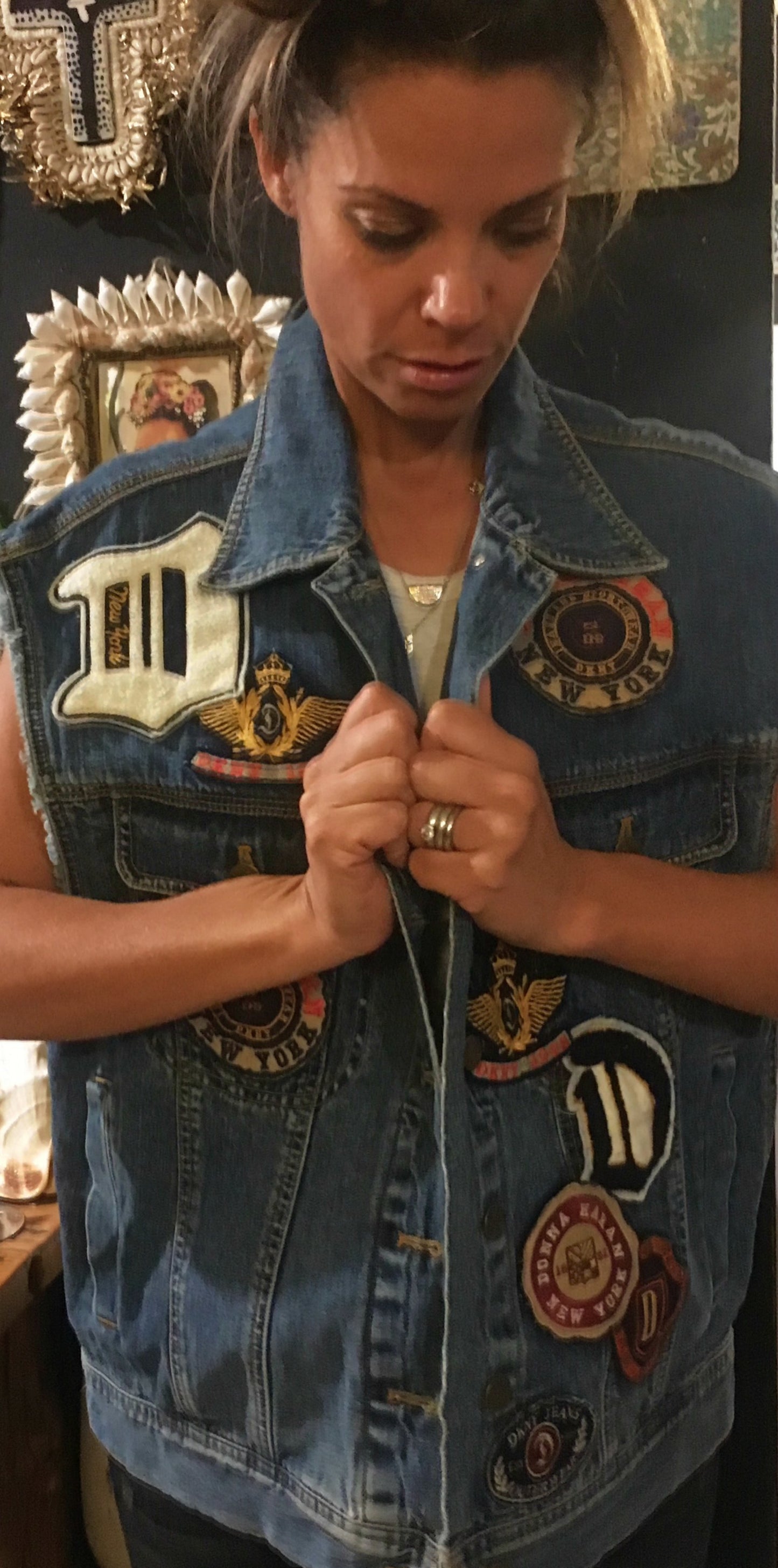 Vintage DKNY badged up denim vest